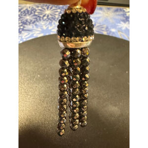 Sterling Silver beaded crystal tassel
